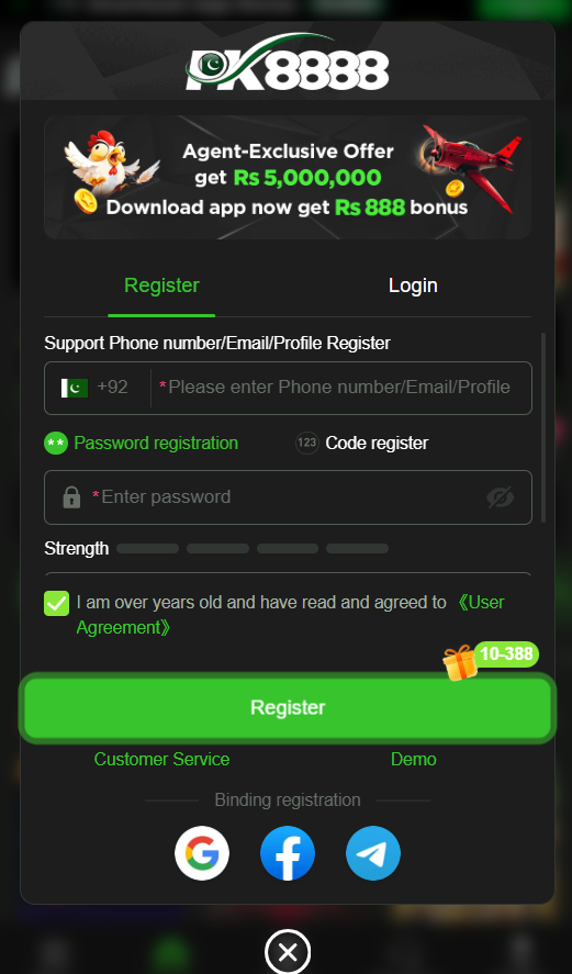 PK8888 Game Registeration